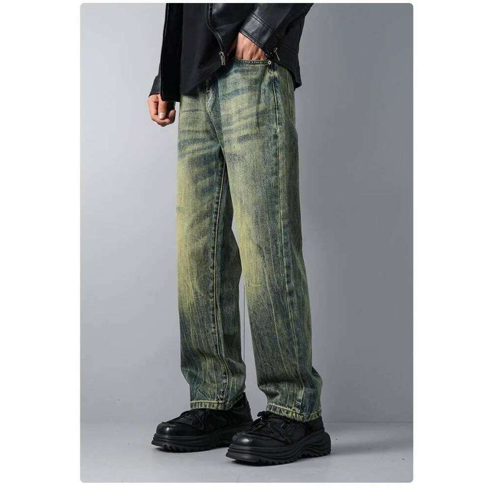 Men's Jeans Spring Baggy Casual Straight Wide-leg New Pure Cotton American Style Retro High Street Fashion Pants for men