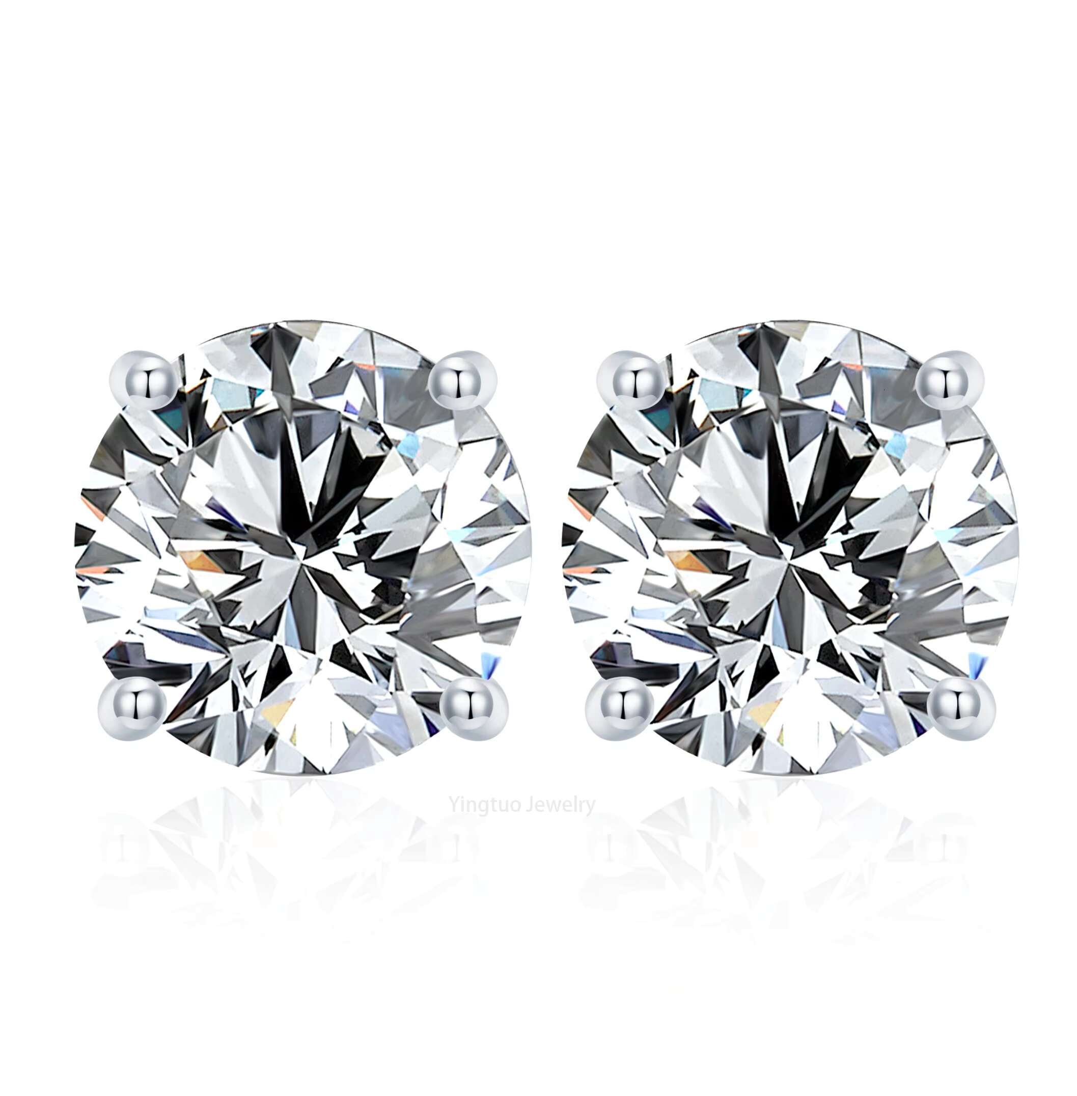 Moissanite Silver Stud 18K Four Claws S925 3mm/4mm/5mm/6mm Ladies Moissanite Earrings