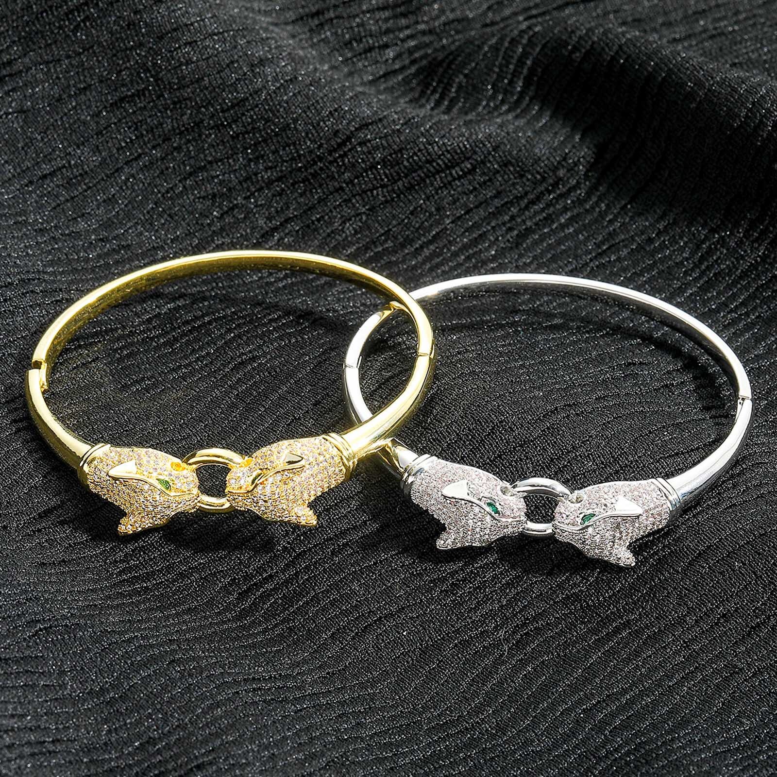 New Animal Bracelet Micro Paved Moissanite Hip Hop Personality Unisex Niche Accessories Trendy Hip Hop Leopard Bracelet moissanite