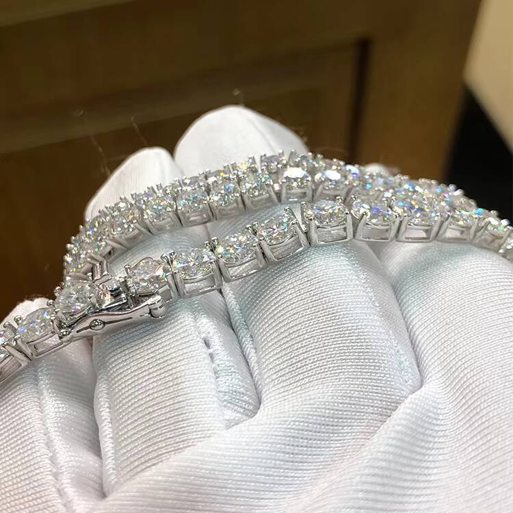 fashion Jewelry 3mm 4mm 5mm DEF Sterling Sier white Gold Plated Moissanite Tennis Bangle Bracelet