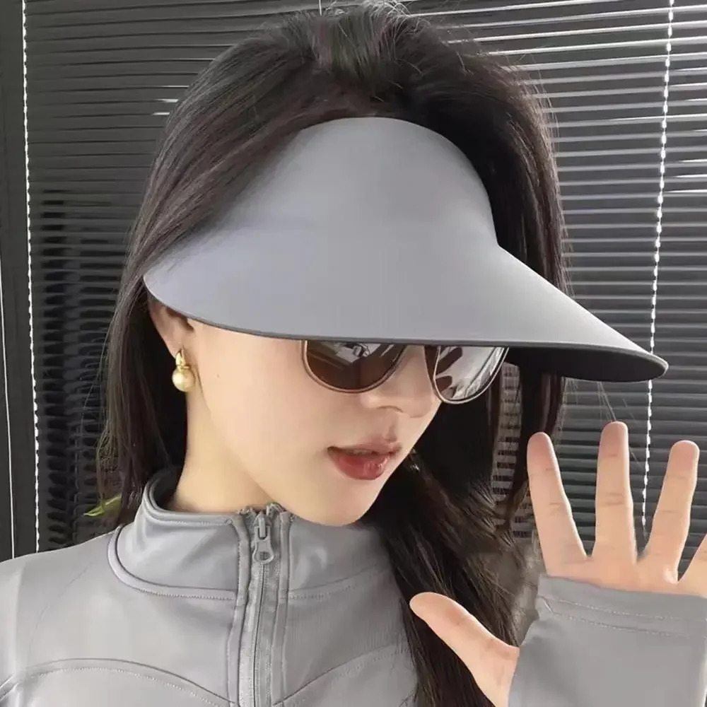 Traceless Face-covering Sun Hat for Women Foldable Empty Top Breathable Cap 250530