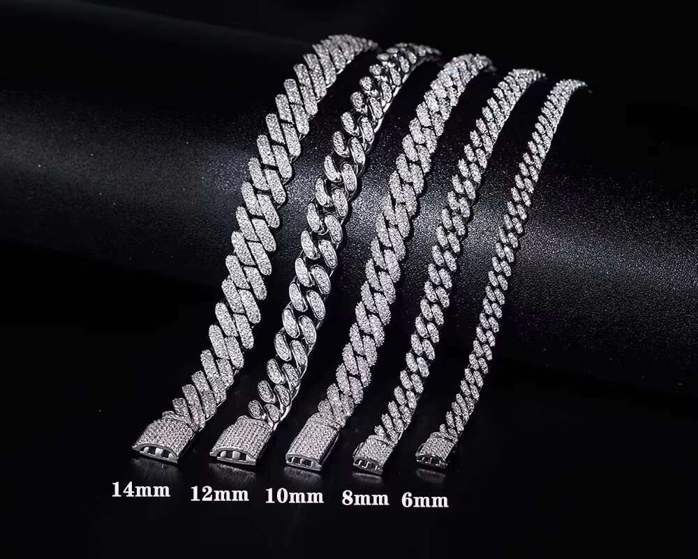 Wholesale Custom 925 Silver 15mm Certificate Moissanite Diamond Original Cuban Link Chain Necklace Fine Jewelry