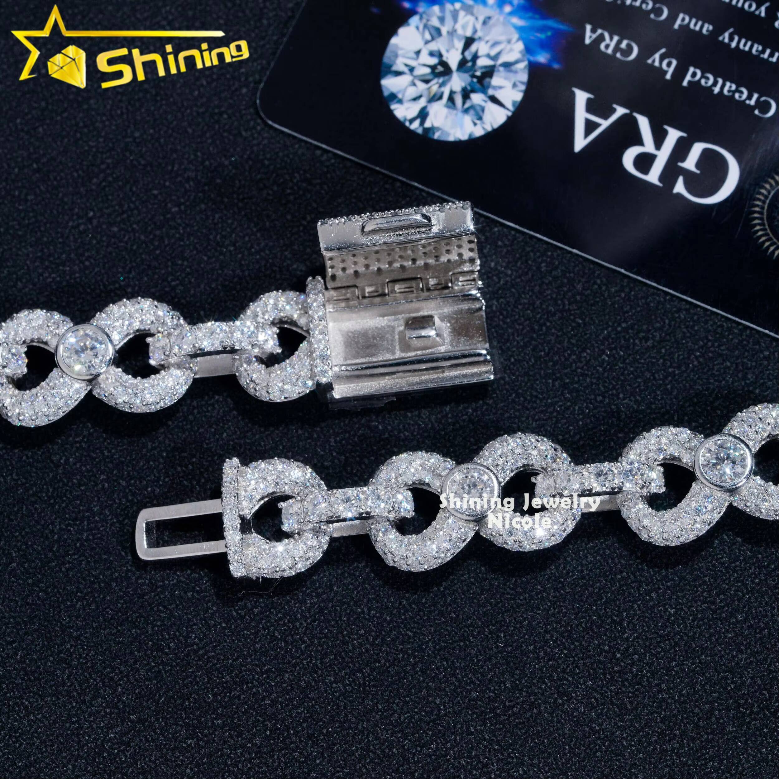 Hip hop accessory fashion solid sier ice 13mm pyroxene Cuban chain infinite necklace