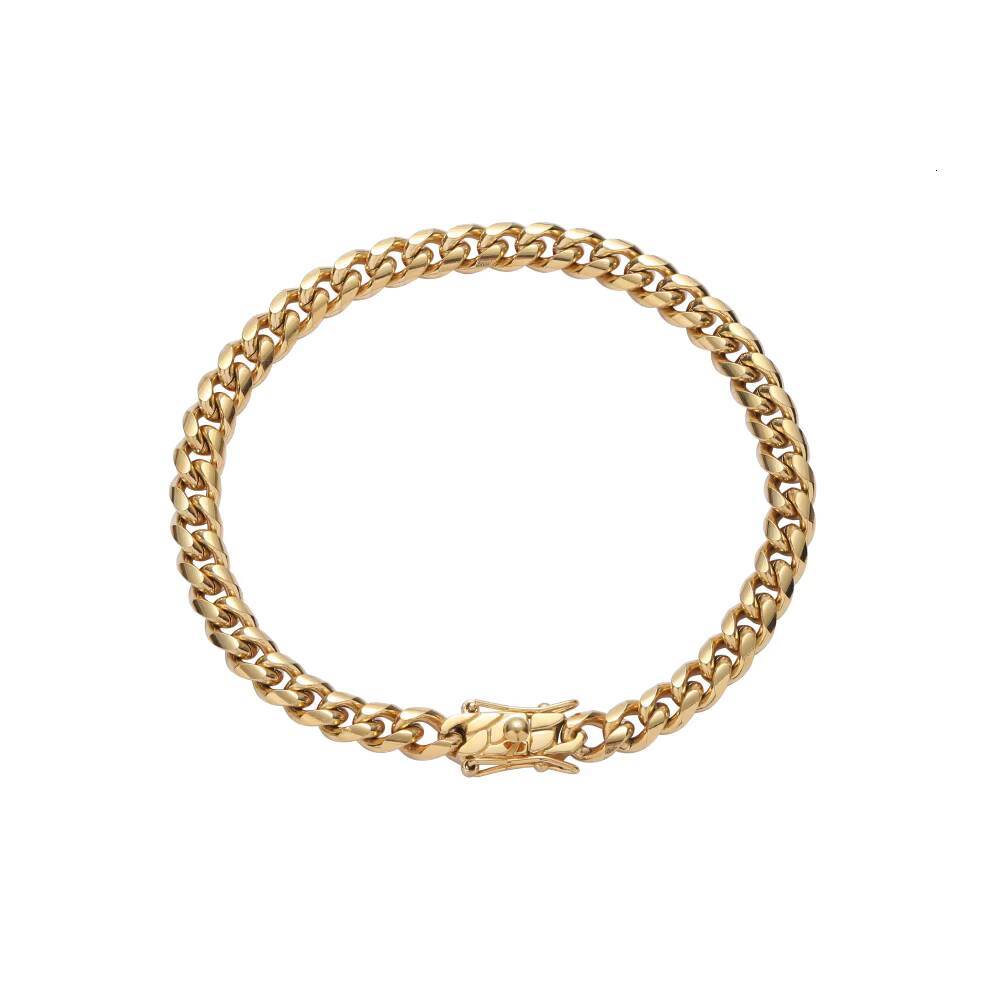SB003-6MM 6mm 6" 7" 8" 9" 10" Stainless Steel Cuban k Hip Hop Chain Bracelet