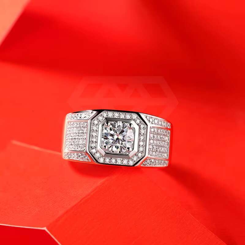 2022 New Engagement Ring Wholesale Moissanite Rings Man Moissanite Ring S925 Sterling Silver for Wedding 925 Silver Hiphop GRA