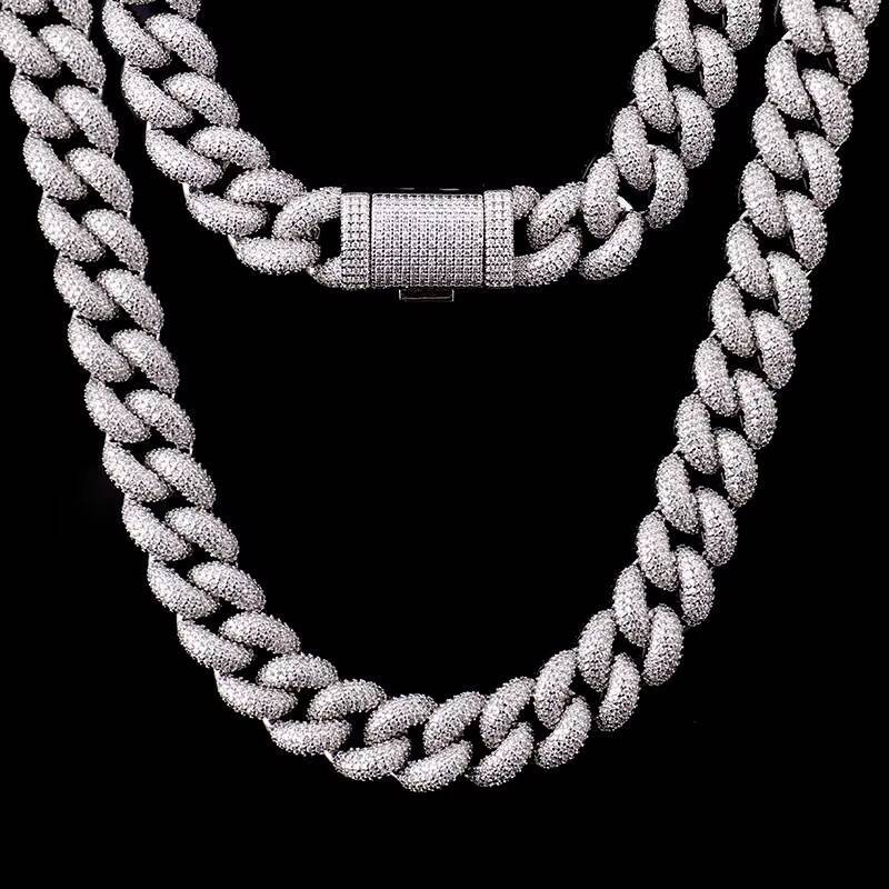 8mm Men's Necklace Sier Bracelet Hiphop Miami Cuban Chain