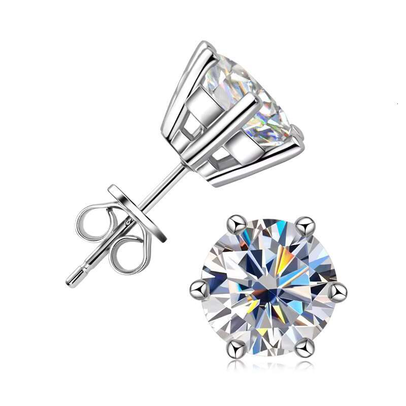 Moissanite 0.5CT 1CT 2CT 3CT Gold Plated 925 Sterling Silver Vvs Moissanite Stud Earrings with Moissanite
