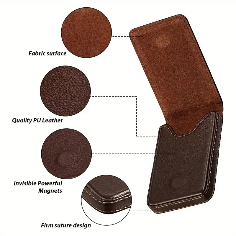 Business Card Holder Vertical Version PU Leather Business Card Case Pocket Business Name Card Holder With Magnetic Shut 250528