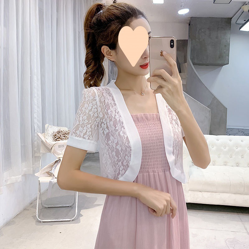 K901 Air conditioning shirt drying clothes 2025 spring and summer new short-sleeved chiffon small shawl lace cardigan jacket drying clothes for women