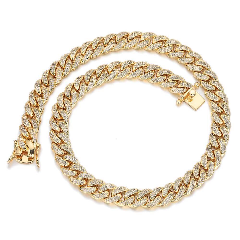 12mm 2 Rows Hip Hop Iced Out Zirconia Collar De Candena Cubana Eslabones Cubano Necklace Miami Cuban k Chain for Men Women