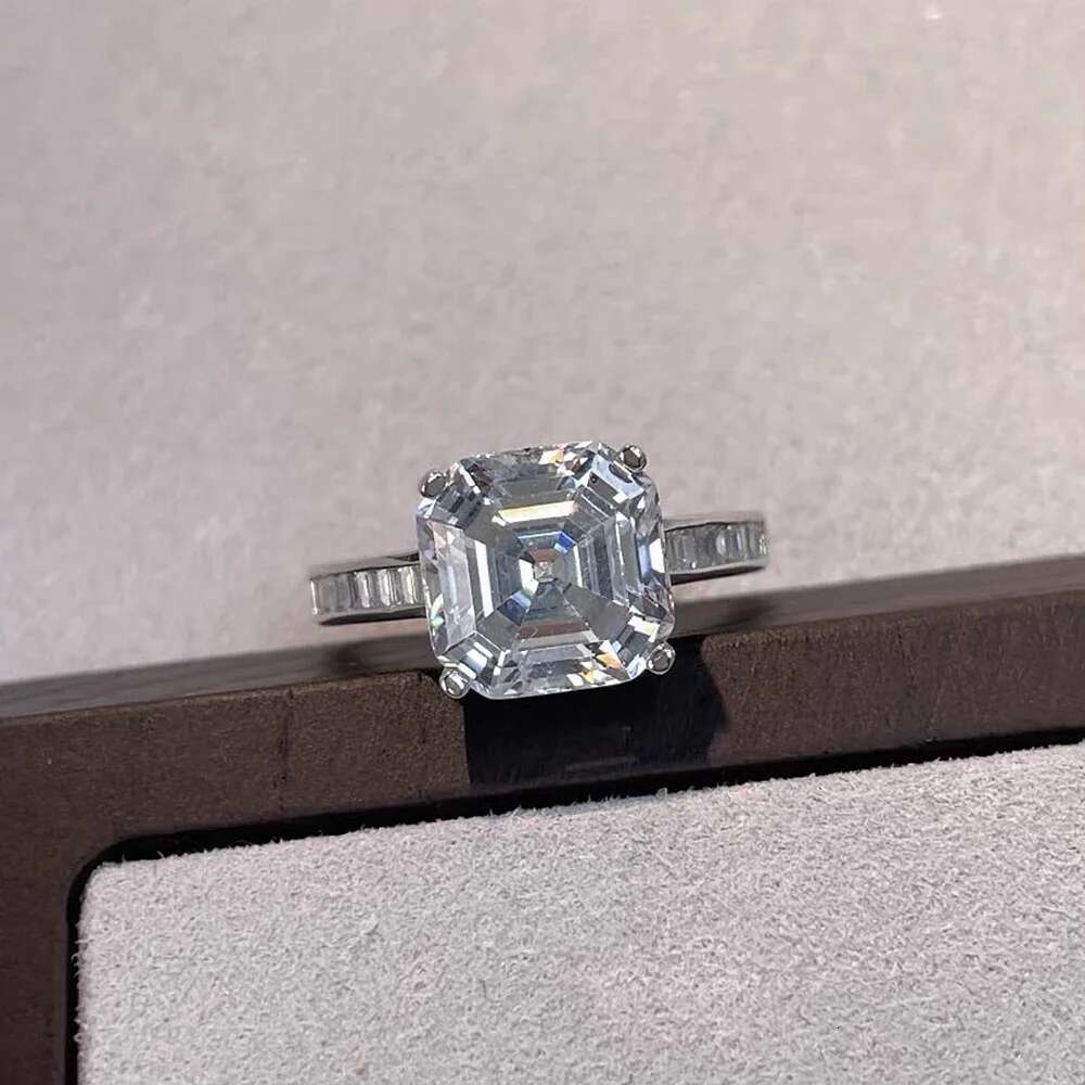 3 Carat Asscher Cut Moissanite Engagement Rings for Women 925 Sterling Silver Square Shape Lab Diamond Wedding Ring with Gra