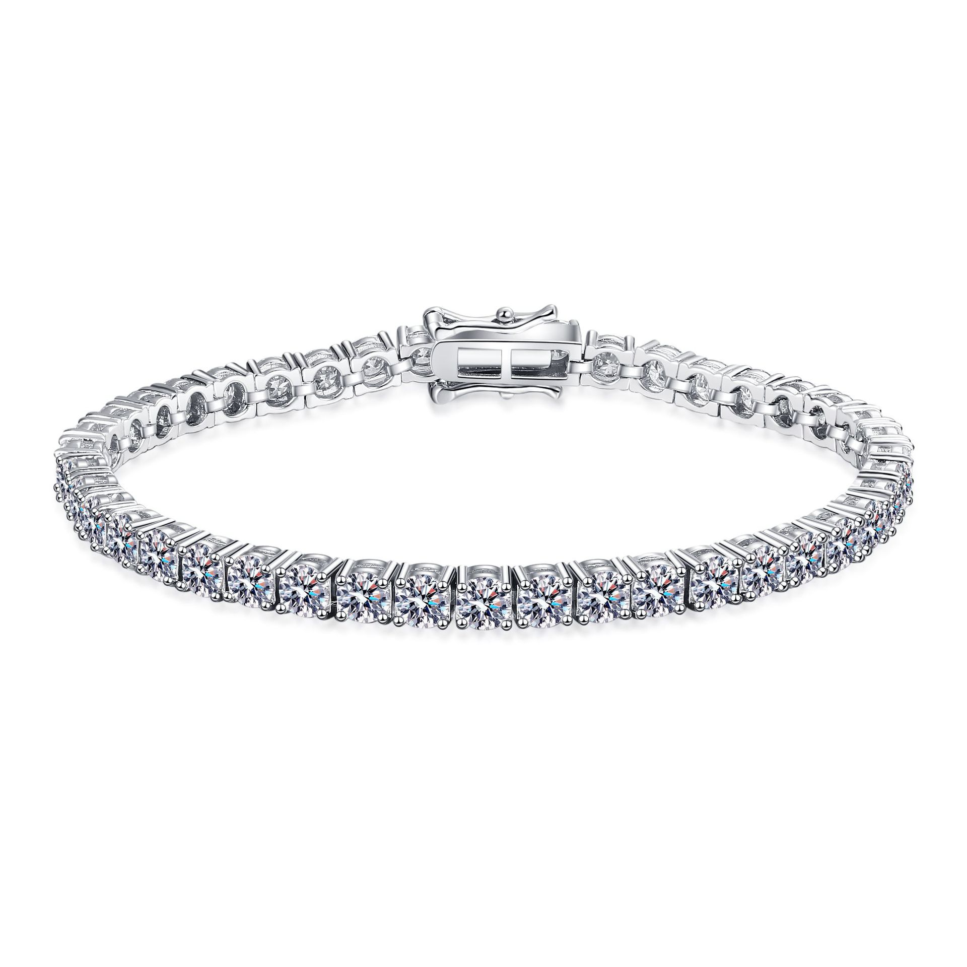 Chic Accessory Choice Premium Quality PT950 Plate Finish & High Clarity Moissanite Beads Adorning a Stylish Lady's Band
