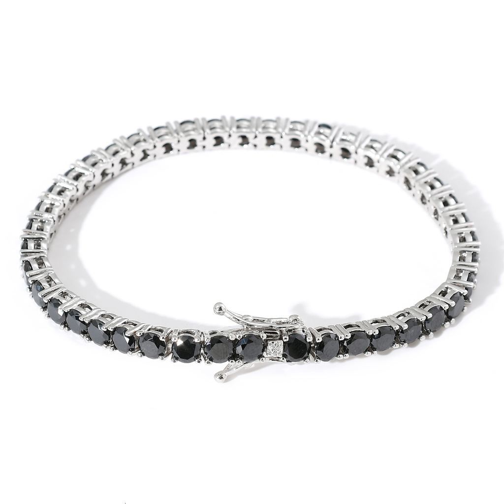 Necklace Hip Hop Gun Black Tennis Chain Black Moissanite 4mm Single Row Moissanite Bracelet Tennis Chain moissanite