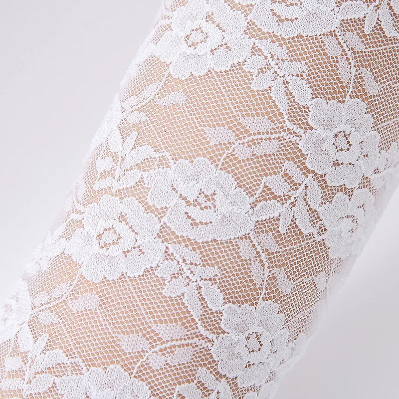 Women See Through Floral Lace Long Gloves Black White Red Sexy Elbow Length Mittens Wedding Party Evening Gloves Accessories 250530