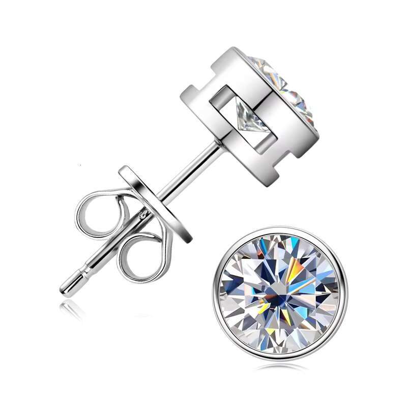 Wholesale Unique Trendy 5mm 0.5ct D Color Round Cut Moissianite 925 Sterling Silver Stud Earrings for Women