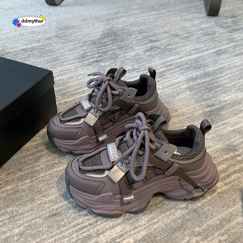 Mesh Dad for Women, Thick Sole Platform, 2025 Spring New Versatile Small Height Increasing Casual Women's Shoes ddmythur