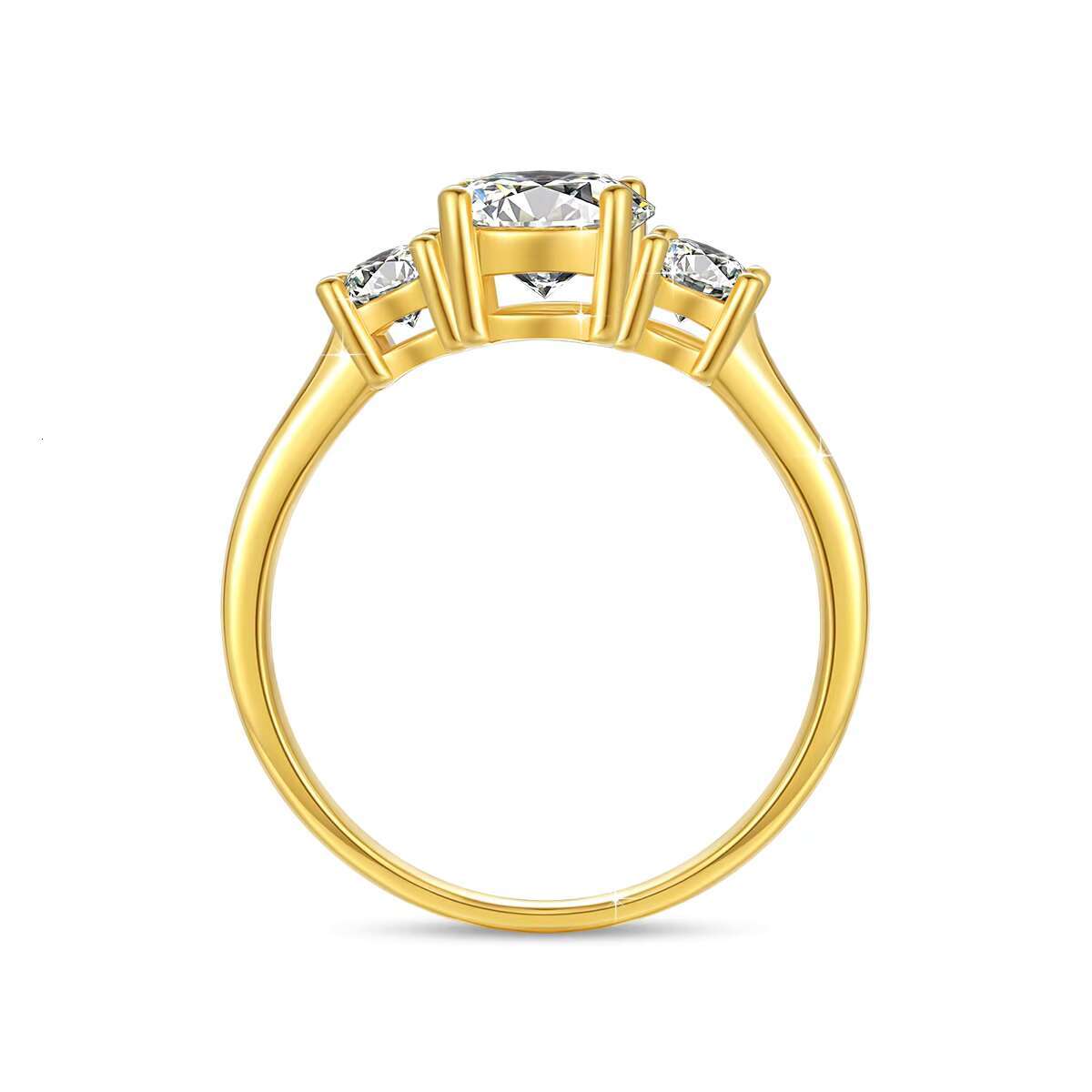 Classic 3 Stone Design Fine Jewelry Moissanite Engagement Wedding Ring Woman Hollow Genuine 18K Gold Rings Bijoux