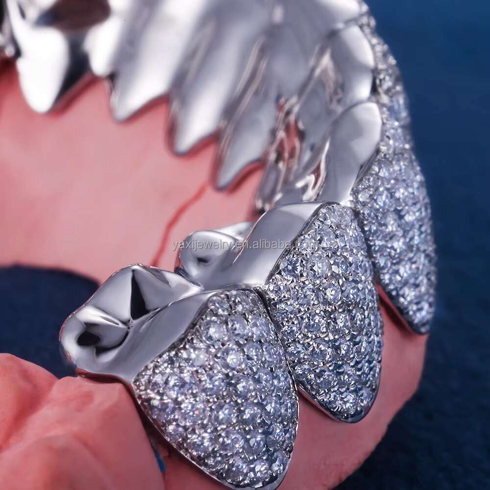 Custom Pass Diamond Tester Teeth Grillz 925 Silver Gold Plated Flawless Moissanite Lab Diamond Dental Grills Bling Teeth Grillz