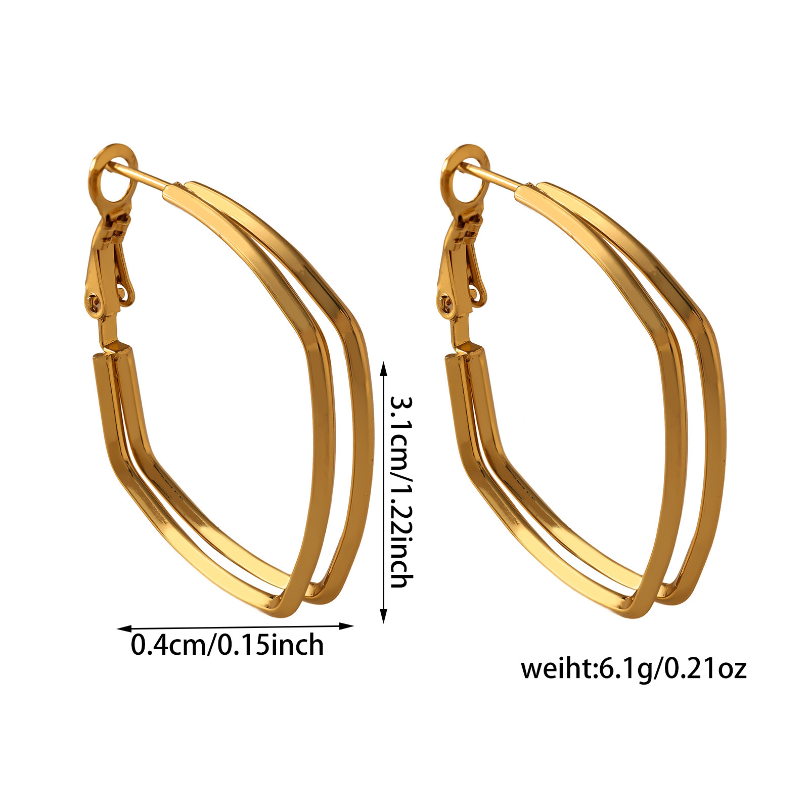 Square Geometric Women's C-Shaped High-End Sense Hoop Hepburn Style Earring