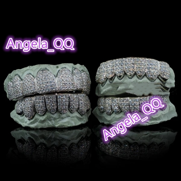 Hip-hop braces Fine Jewelry Hip Hop Moissanite Grills Custom 14k 18k Solid Gold Iced Out D VVS Moissanite Diamond Teeth Grillz for Teeth Single