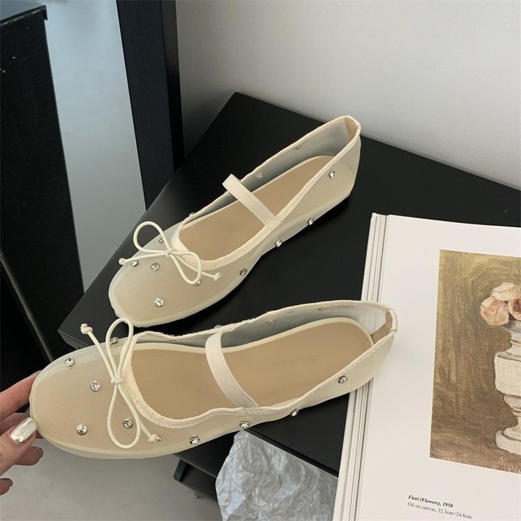Designer Heels and Ballet Flats Elegant Princess Shoes with Butterfly Knot Fashionable Net Design Soft Sole and Sparkling Rhinestones Perfect for Any 