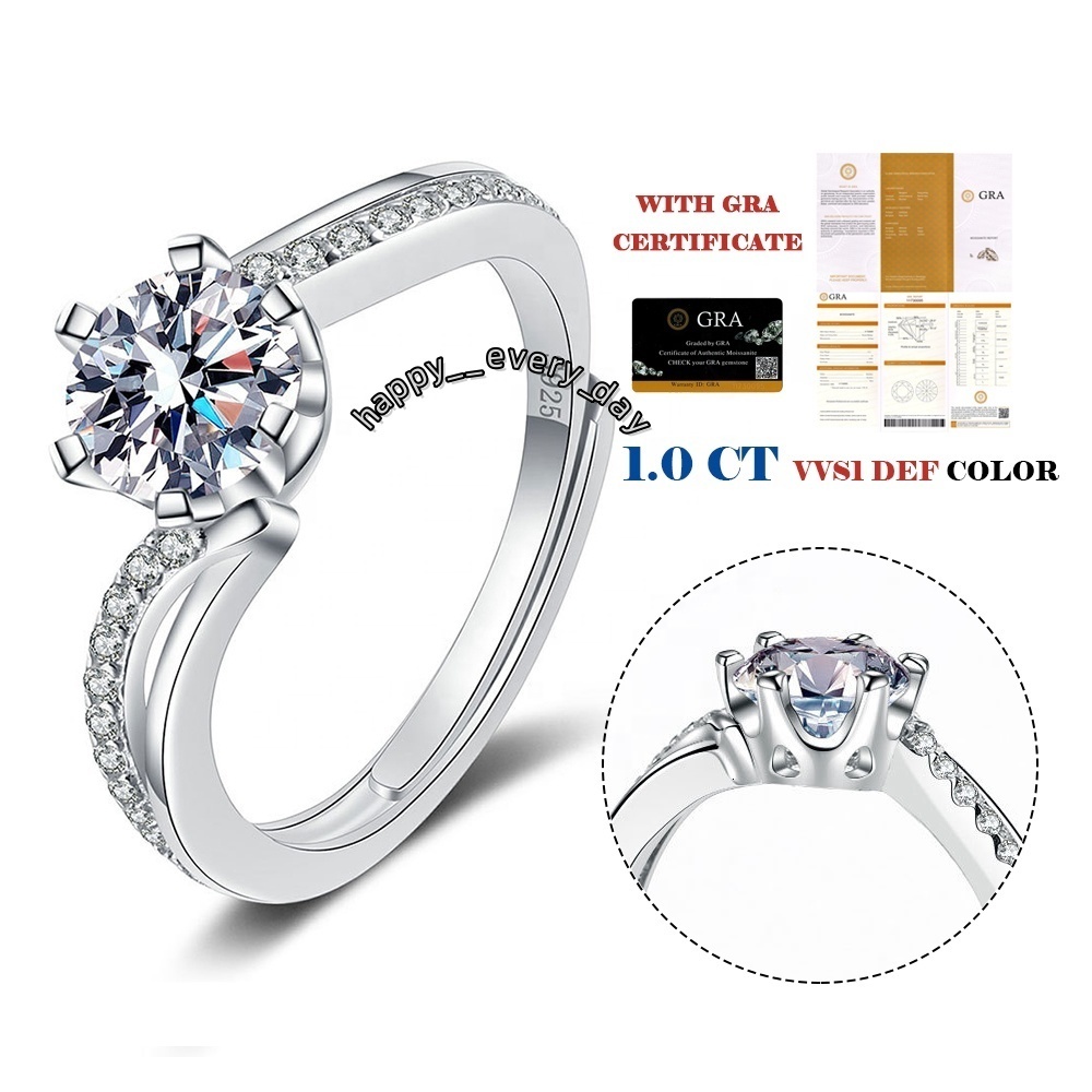 Moissanites Stone 925 Sterling Silver Rings for Women High Quality Bridal Engagement Wedding Moissanite Diamond Ring 1ct