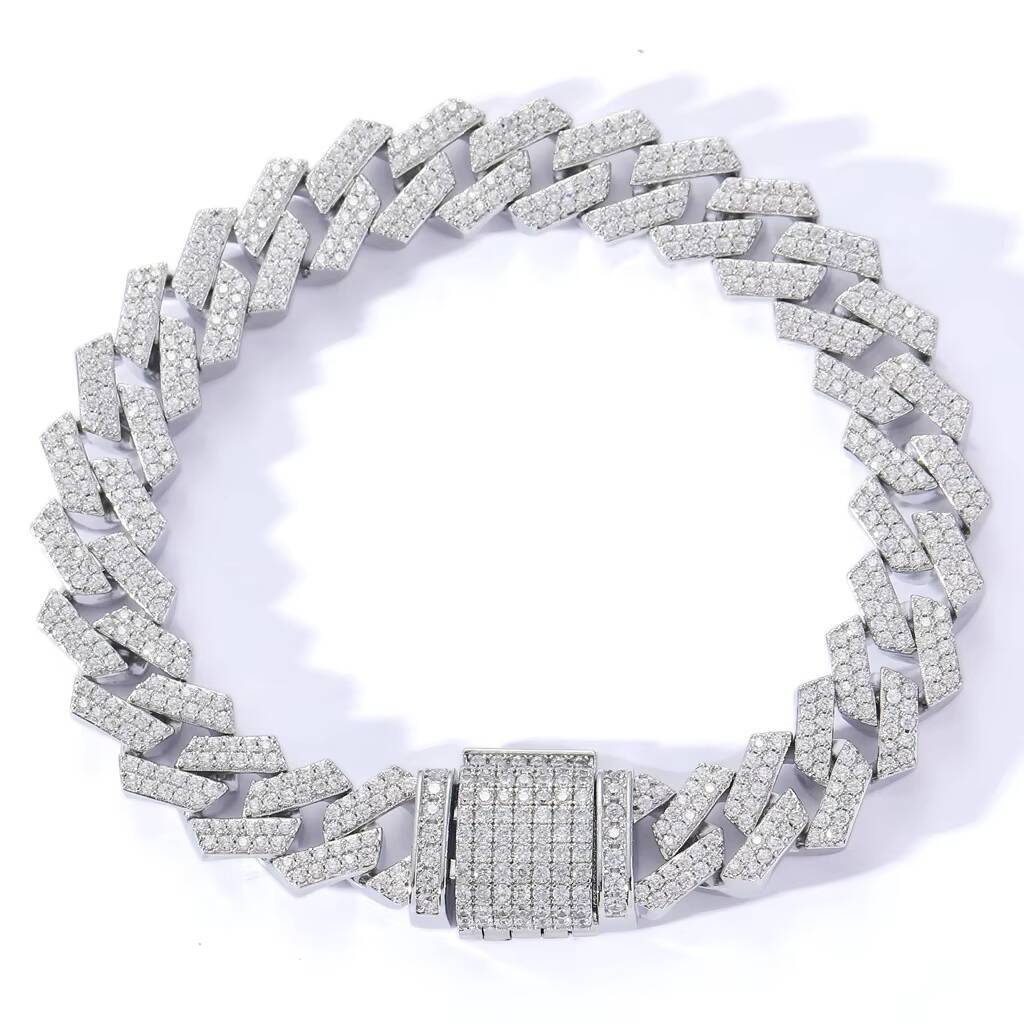 12mm Platinum Women's Hip Hop Jewelry Cuban Chain Fork Necklace Bracelet