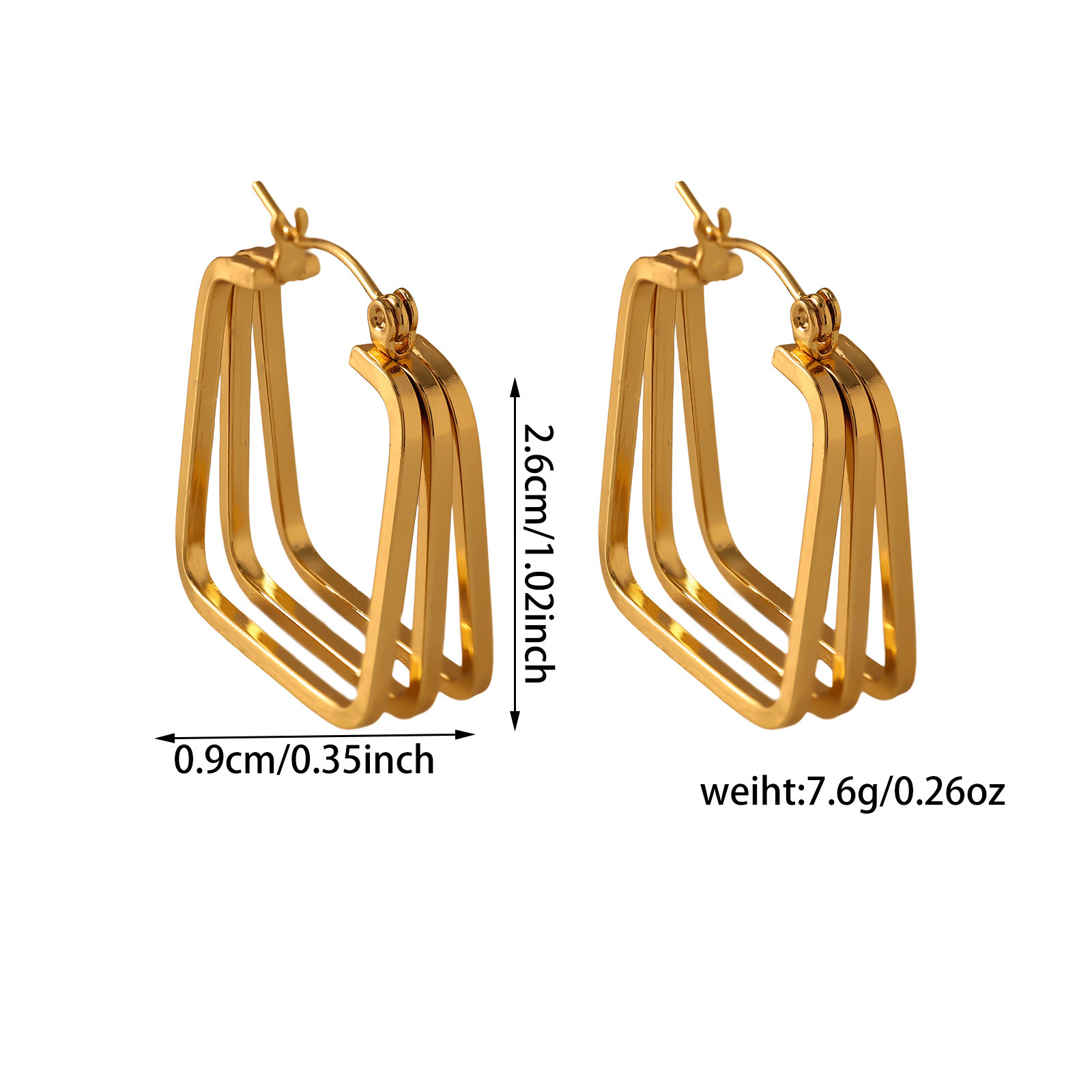 Square Geometric Women's C-Shaped High-End Sense Hoop Hepburn Style Earring