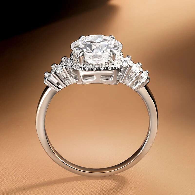 3CT D Color Moissanite Rings For Woman S925 Silver Original Plated Au750 Lab Diamond Engagement Wedding Jewelry with Certified