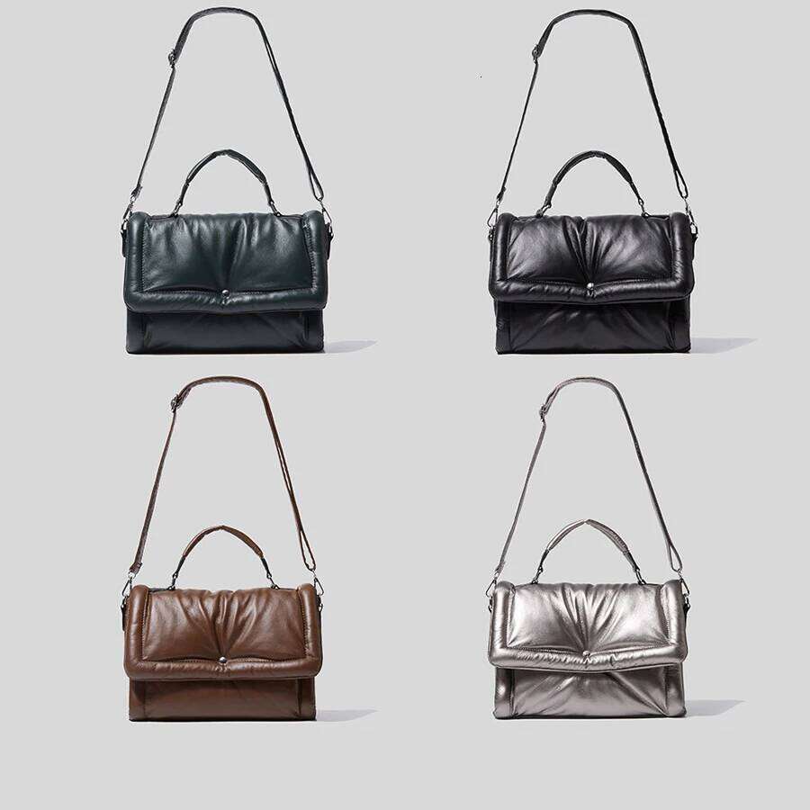 Designer Brands Padded Women Handbags Down Cotton Shoulder Crossbody Bags Pu Leather Messenger Bag 2023 Winter Square Sac