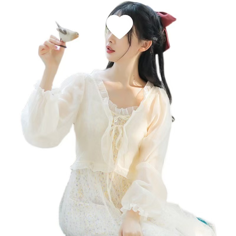 K903 Small jacket with suspender skirt, chiffon sunscreen cardigan, thin women's small shawl outer cover, summer foreign trade agency