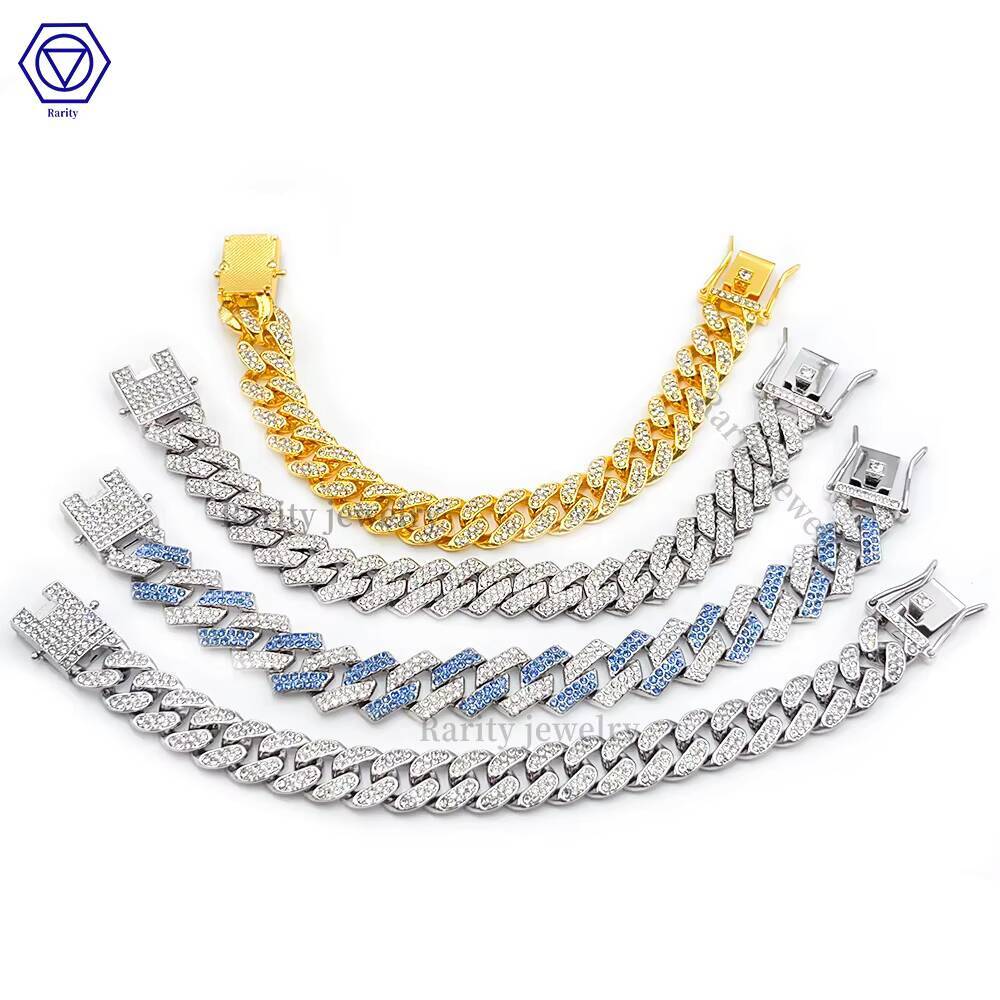 Rare 8mm -20mm Sier Gold Plated AAAAA Zircon Rap Singer Jewelry Hip Hop Miami Brass Cuban Chain