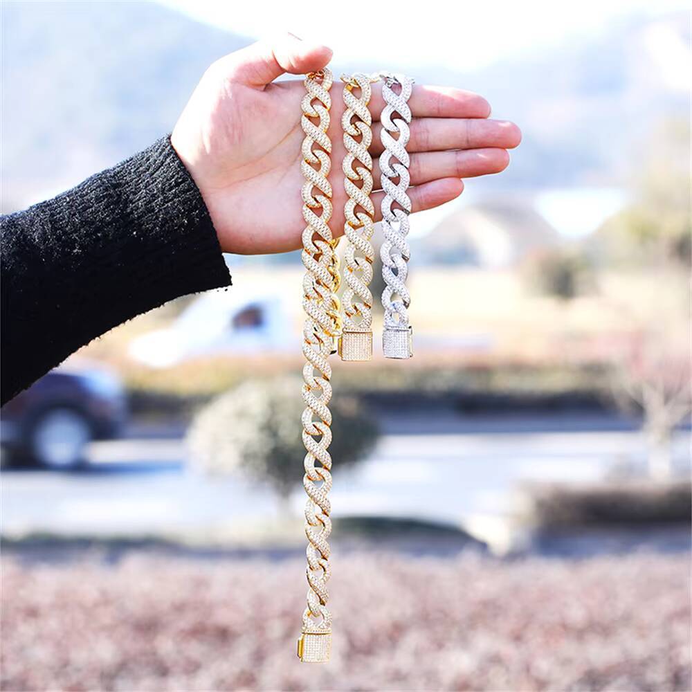 Rap jewelry electroplated chilled Miami necklace 2024 punk brass zircon Cuban chain