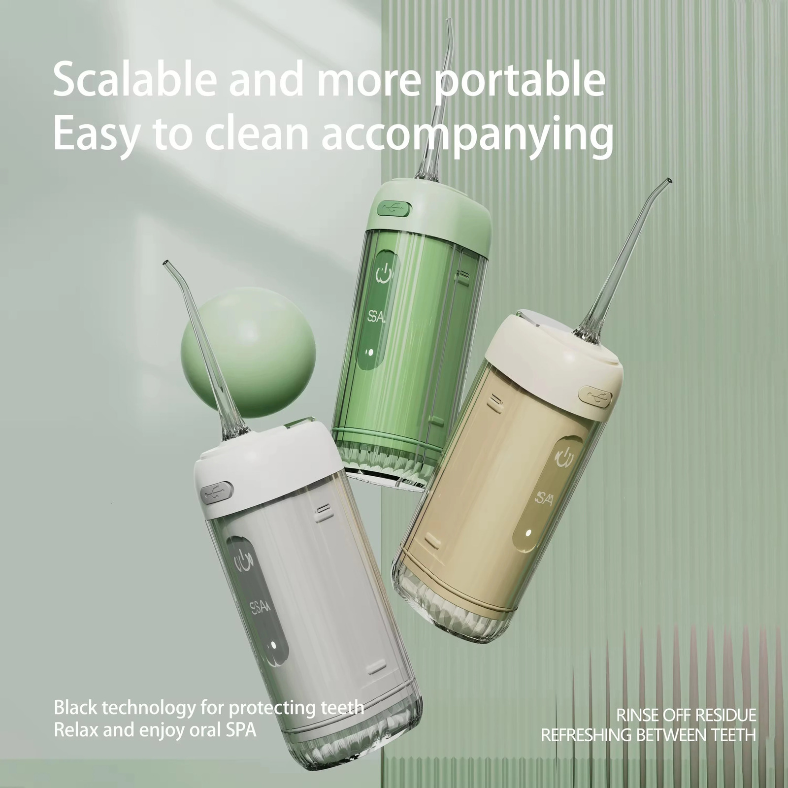 Cordless Oral Irrigator 2 Nozzles 200ML Detachable Tank 3 Modes USB Charging Teeth Cleaner IPX7 Portable Water Dental Flosser 250530