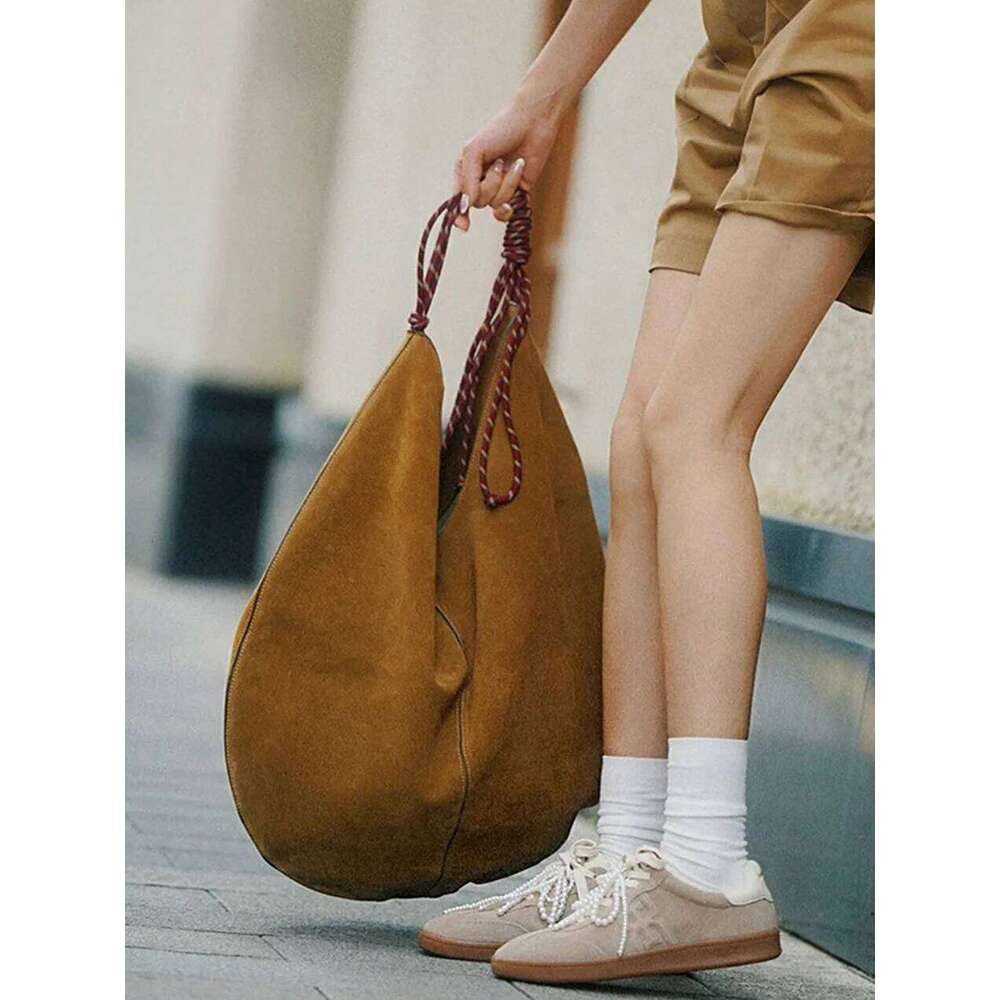 Faux Suede Large Capacity Hobos Bags For Women Designer Handbag Purse 2025 New In Casual Braided Rope Underarm Shoulder