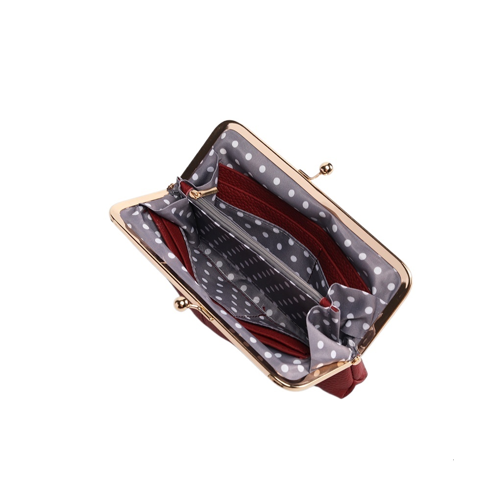 designer European and American Retro Clasp Bag for Banquet and Ball, Women's Genuine Leather Clutch with Lychee Texture, Simple and Fashionable B