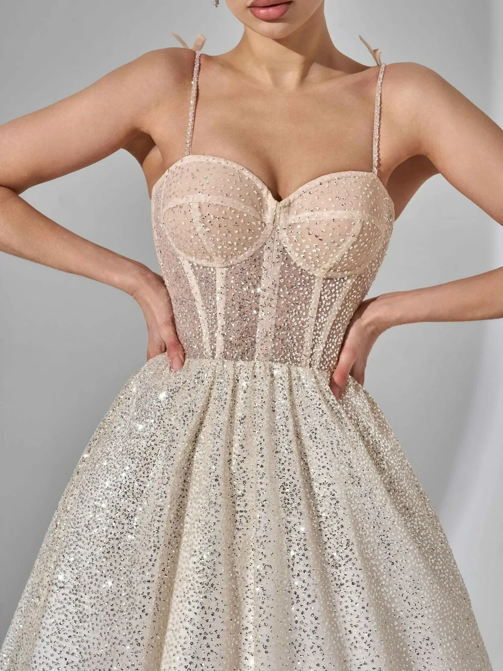 Simple A Line Wedding Dress For Women Sweetheart Neck Spaghetti Straps Bridal Gown Sequins Sweep Train Dresses Custom Made vestidos de novia