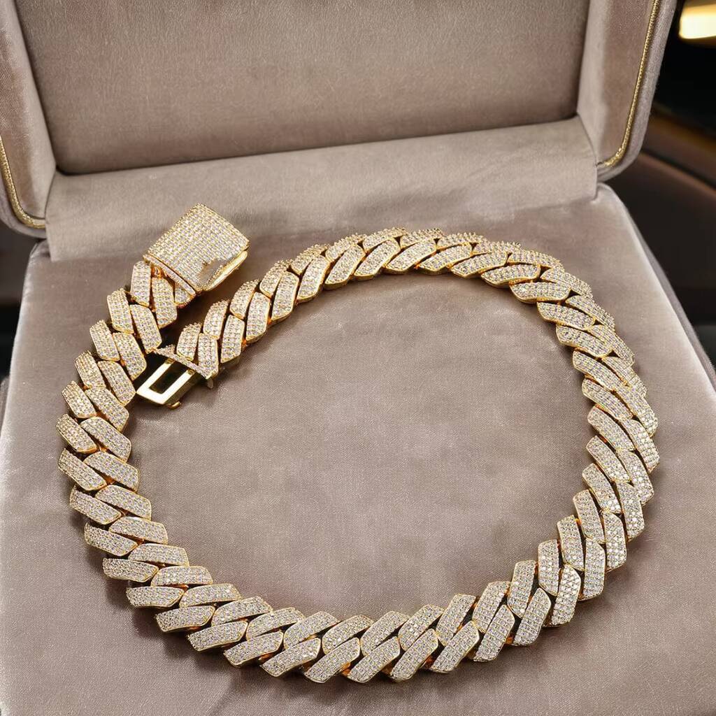 Hip Hop Jewelry 10/12/15/20mm Dia Necklace for Men Sier Plated Miami Iced Out Cz Prong Cuban k Chain