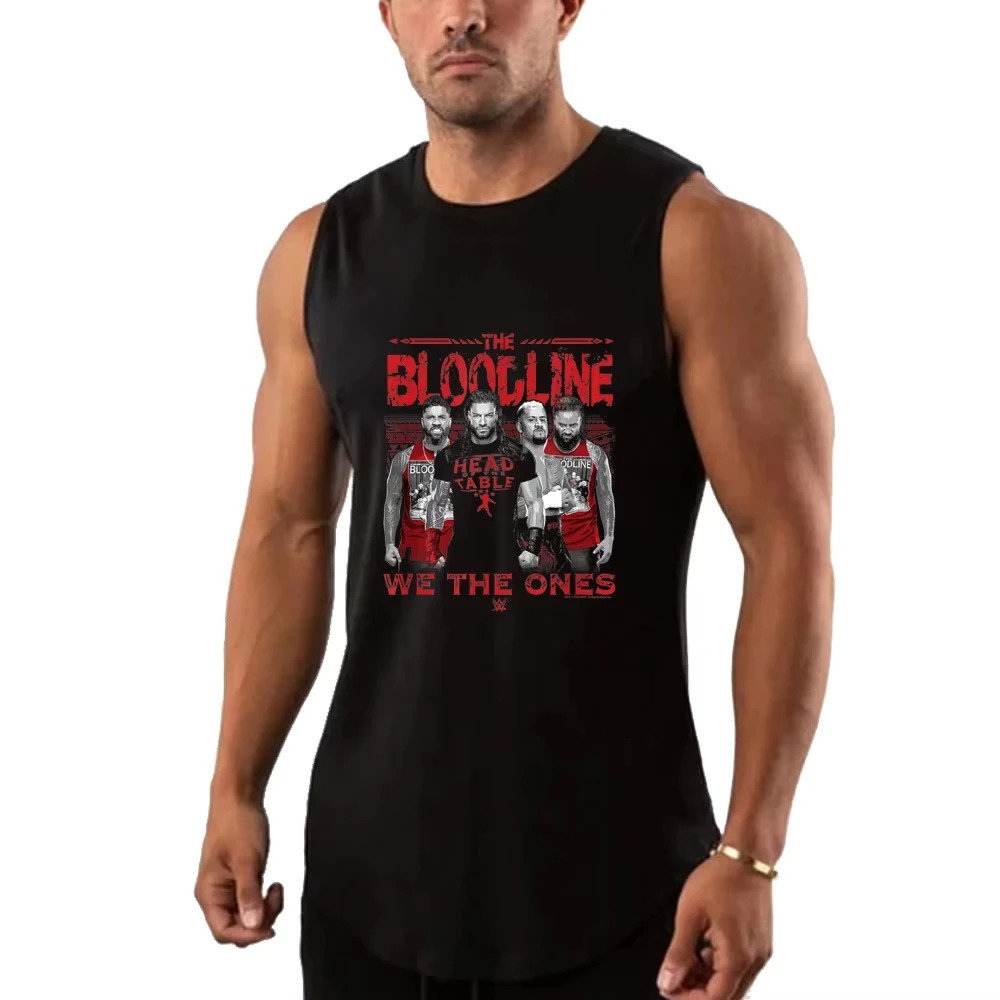 Summer Mens The Bloodline We Ones Wrestling Fans Black Tank Top Street Sports Casual Sleeveless Vest Fashion Oneck Tee 250527
