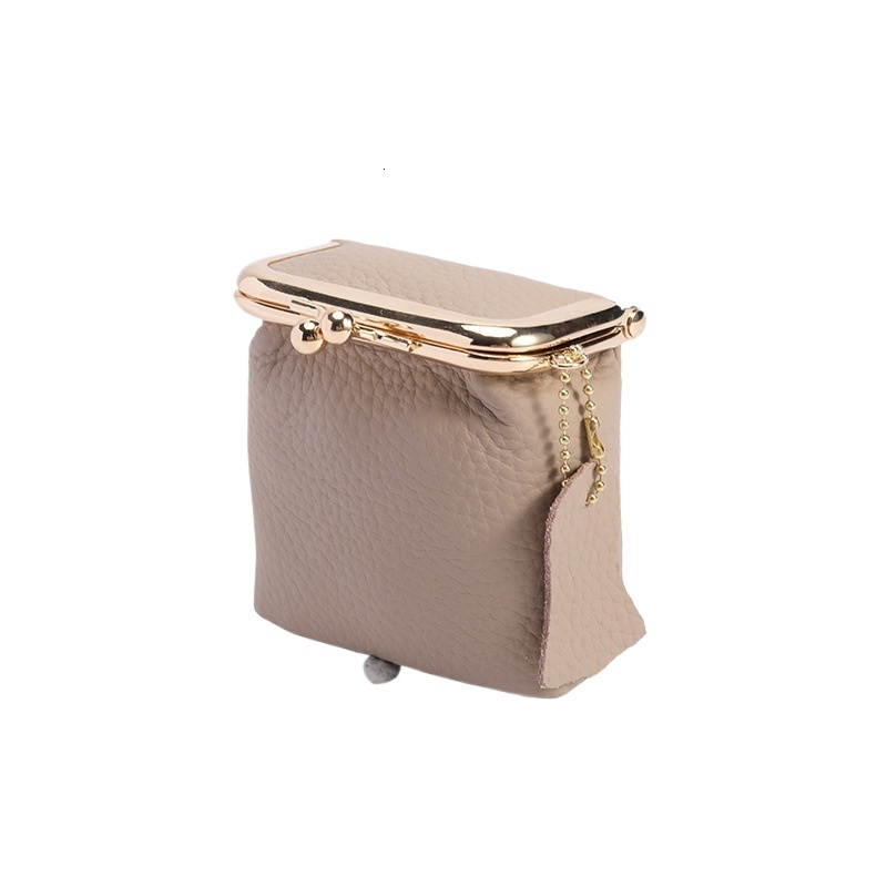 designer Cross-border Genuine Leather Mini Lipstick Bag Lychee Pattern Lipstick Case Ins Style Multifunctional Storage Bag Coin Purse Wallet