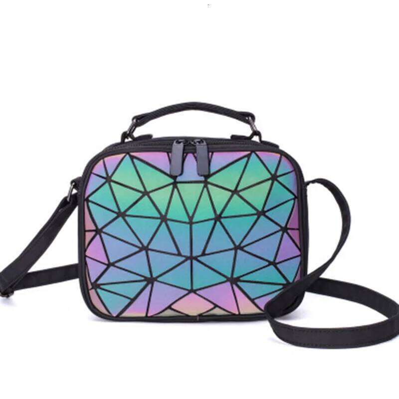 Laser Luminous Holographic Handbags Crossbody Bags For Women 2024 Shoulder Bag Geometric Plaid Hologram Small Square Bags