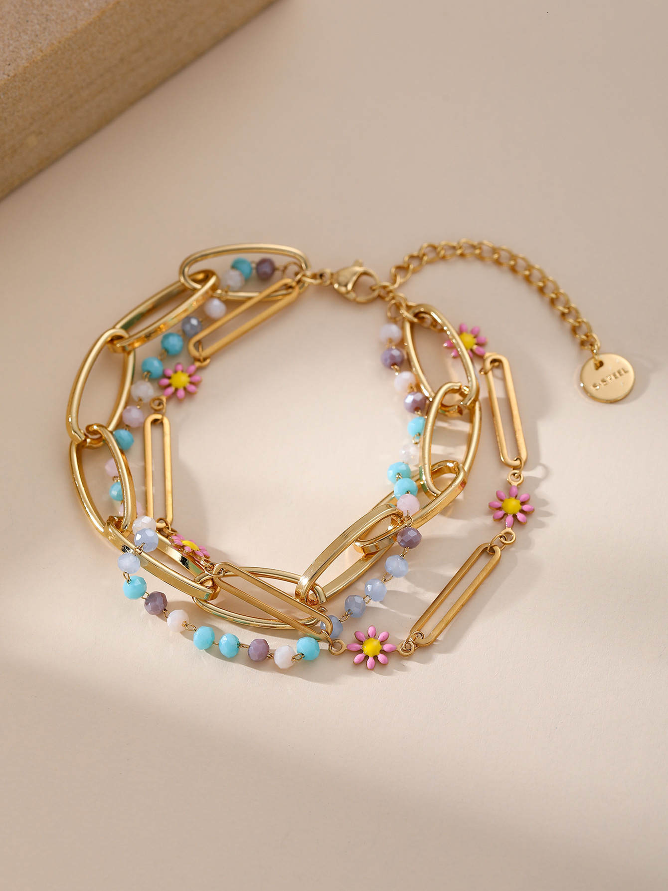 Stainless Steel Bohemian Minimalist Metal Women's Set of 5 Layered Chain Bracelets