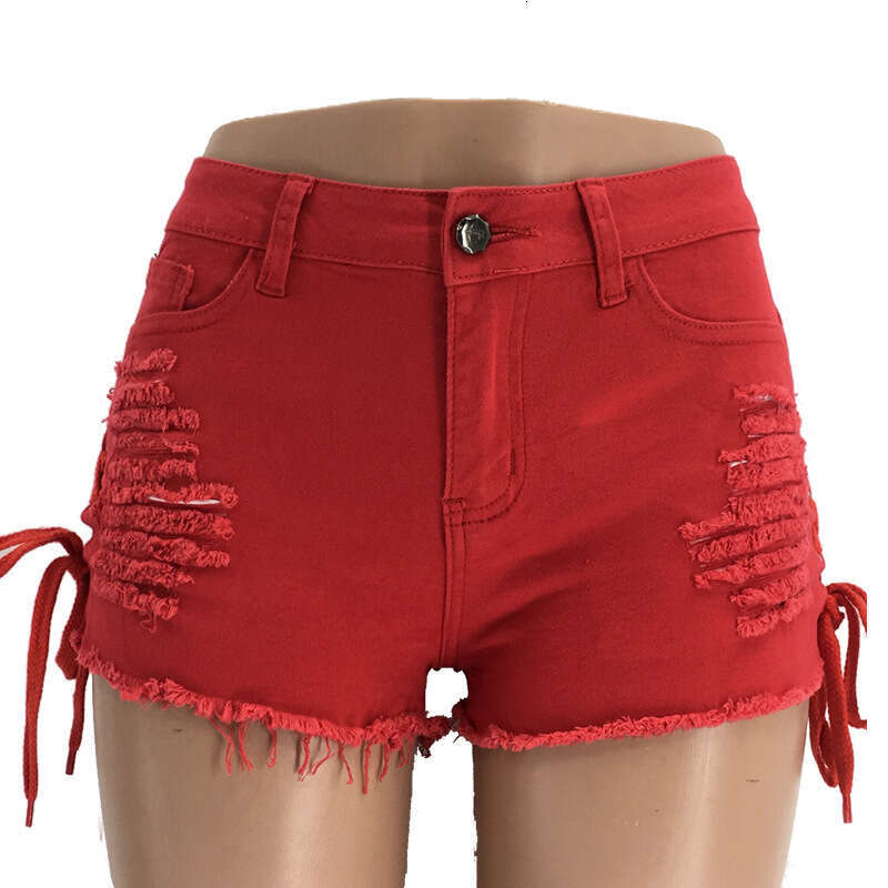 Denim Shorts Jeans Shorts Spring Summer Ripped Fringe Eyelet Shorts Low Waist Split Bandage Women S Jeans Ripped Short Jeans