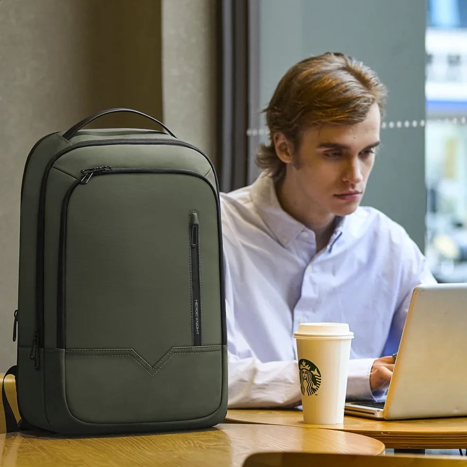 HK Business Mens Backpack Minimalist 15.6 Laptop Bags Waterproof Travel Backpack Expandable Office School Backpacks With USB 250530
