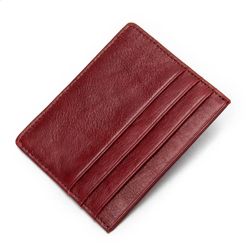 Women Men ID Card Wallet Thin Genuine Leather ID Card Holder Bags Solid Color Bank Credit Card Gift Multi Slot Slim Case 250530
