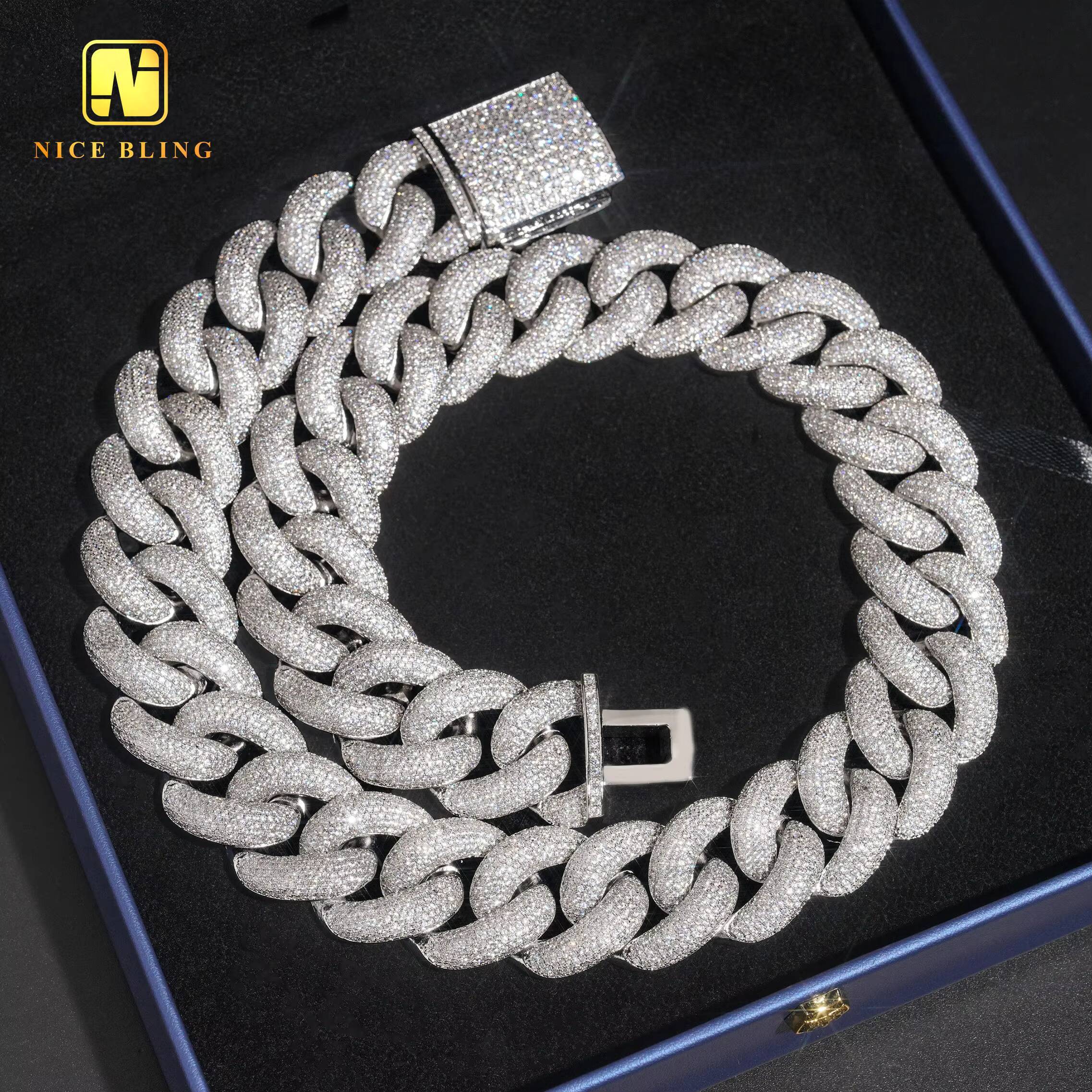 Cheap Price Hip Hop Fashion Jewelry Thick Cuban k Chains 25mm Brass Cubic Zirconia Necklaces Gold Plated for Rappers