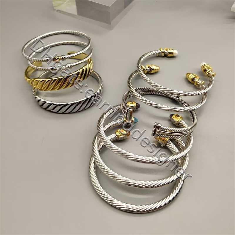 Designer Bracelet Twisted Wire diamond gem Round Bracelets gold Women Fashion 925 sterling silver plated gift free Jewelry shipping Vintage Wrist: 15-20cm