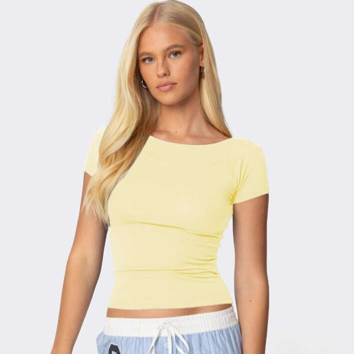 2025 Spring New Y2K Style Slim Fit Short Sleeve T-Shirt Versatile Slimming Knitted Top Women's Base Shirt 1062