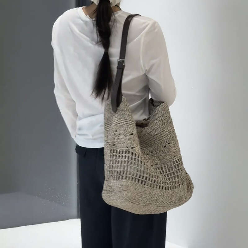Straw Beach Tote Straw For Women Large Capacity Ethnic Style Shoulder Bag Summer Beach Vacation Woven Tote Bag Crossbody Bag