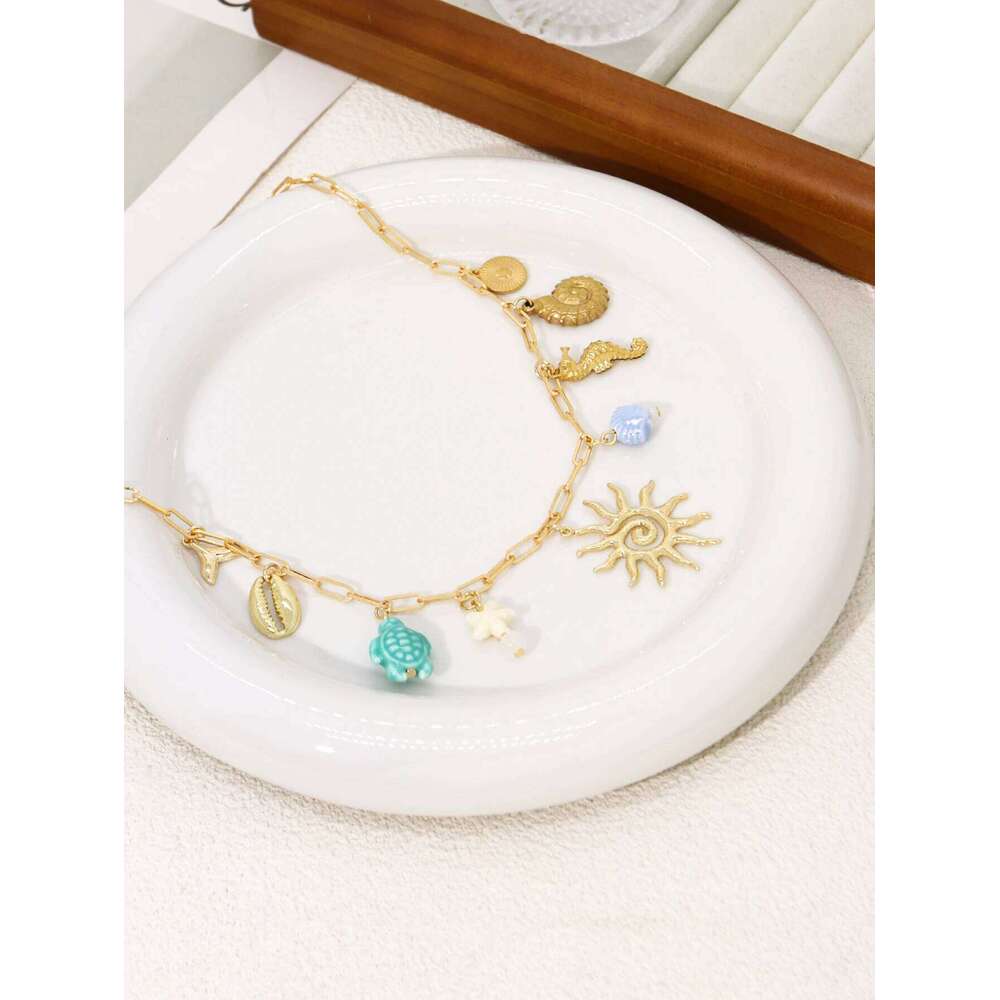Charm Sun Ocean Animal Pendant Multi Element Necklace For Women's Daily Dating Jewelry